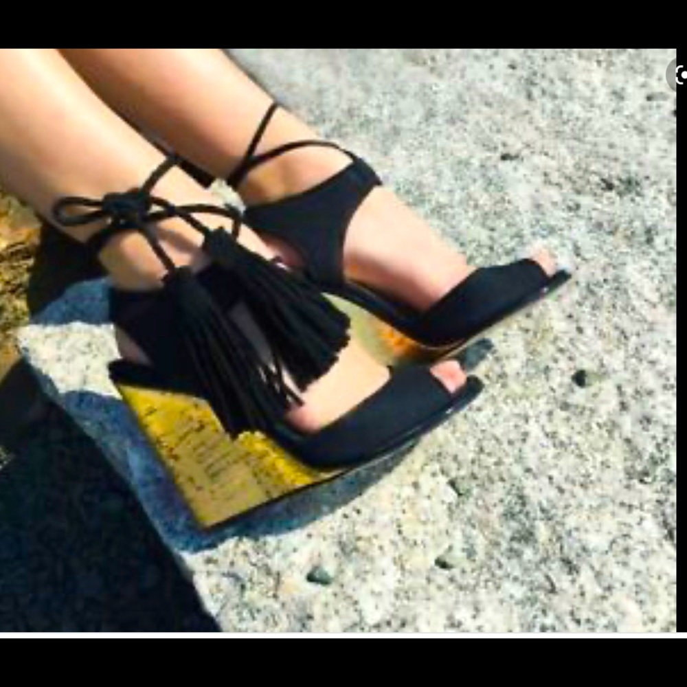 Paul Andrew Black Gold Tianjin Suede Wedge Sandals